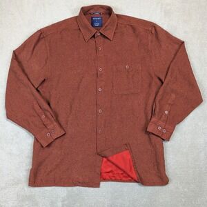 TRUST Shirt Mens Large Rust Brown Button Front Long Sleeve Chest Pocket Lined